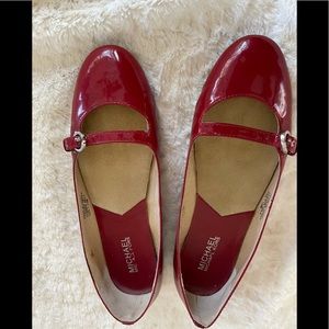 Michael Kors Red Faux Leather Ballet Flats . Mary Jane Style